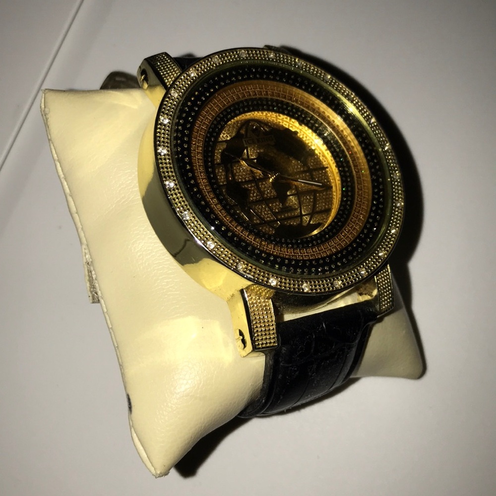 Ice King Water Resistant Blinged Out Globe Watch